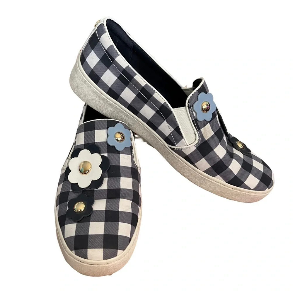 Michael Kors Navy Plaid Slip on With Daisy’s. Very Cute. Size 8